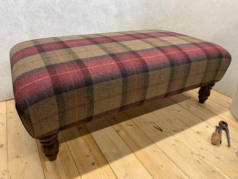 New handmade footstool in any Abraham Moon 100% wool fabric. Choose fabric, size & legs Can be made in any Moon fabric image 9