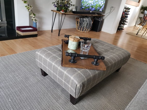New Buttons and Wool Footstool Range in Reflection Hessian 100