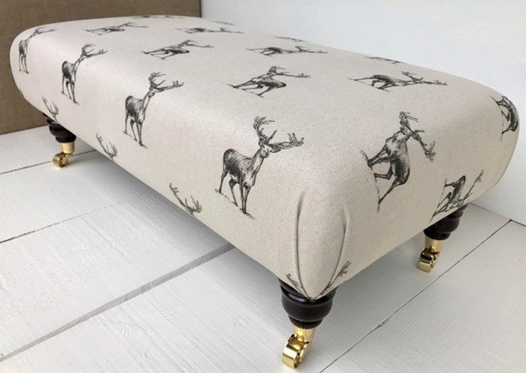 Stag Pattern Footstool New Handmade Footstool in Art of the Loom Stewart / Stag Fabric. Choose ...