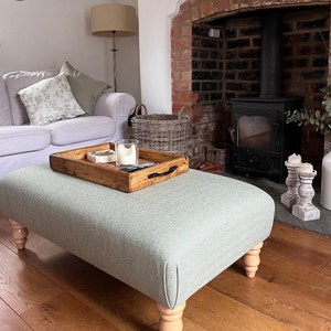 New handmade footstool in any Abraham Moon 100% wool fabric. Choose fabric, size & legs Can be made in any Moon fabric image 3