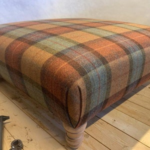 New handmade footstool in any Abraham Moon 100% wool fabric. Choose fabric, size & legs Can be made in any Moon fabric image 10