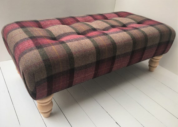 New Buttons and Wool Footstool Range in Skye Heather 100 Wool