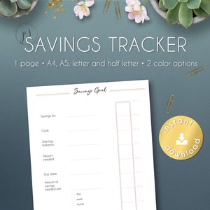 Printable SAVINGS TRACKER | Track your savings goal | by PapeterieStudio