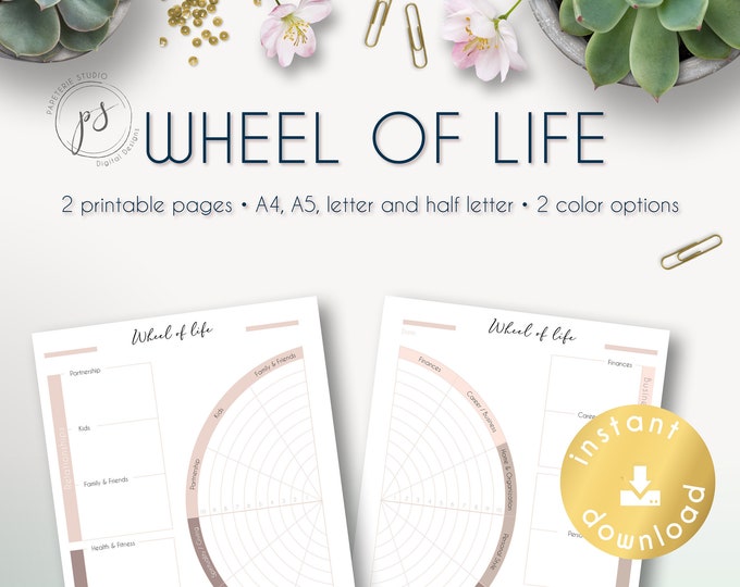 Wheel of Life Worksheet, Wheel of Life Template, Printable Planner ...