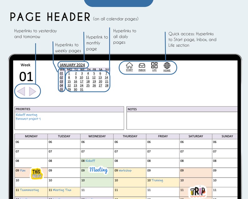 ADHD Planner 20232024 for Onenote Monday Start Onenote Etsy