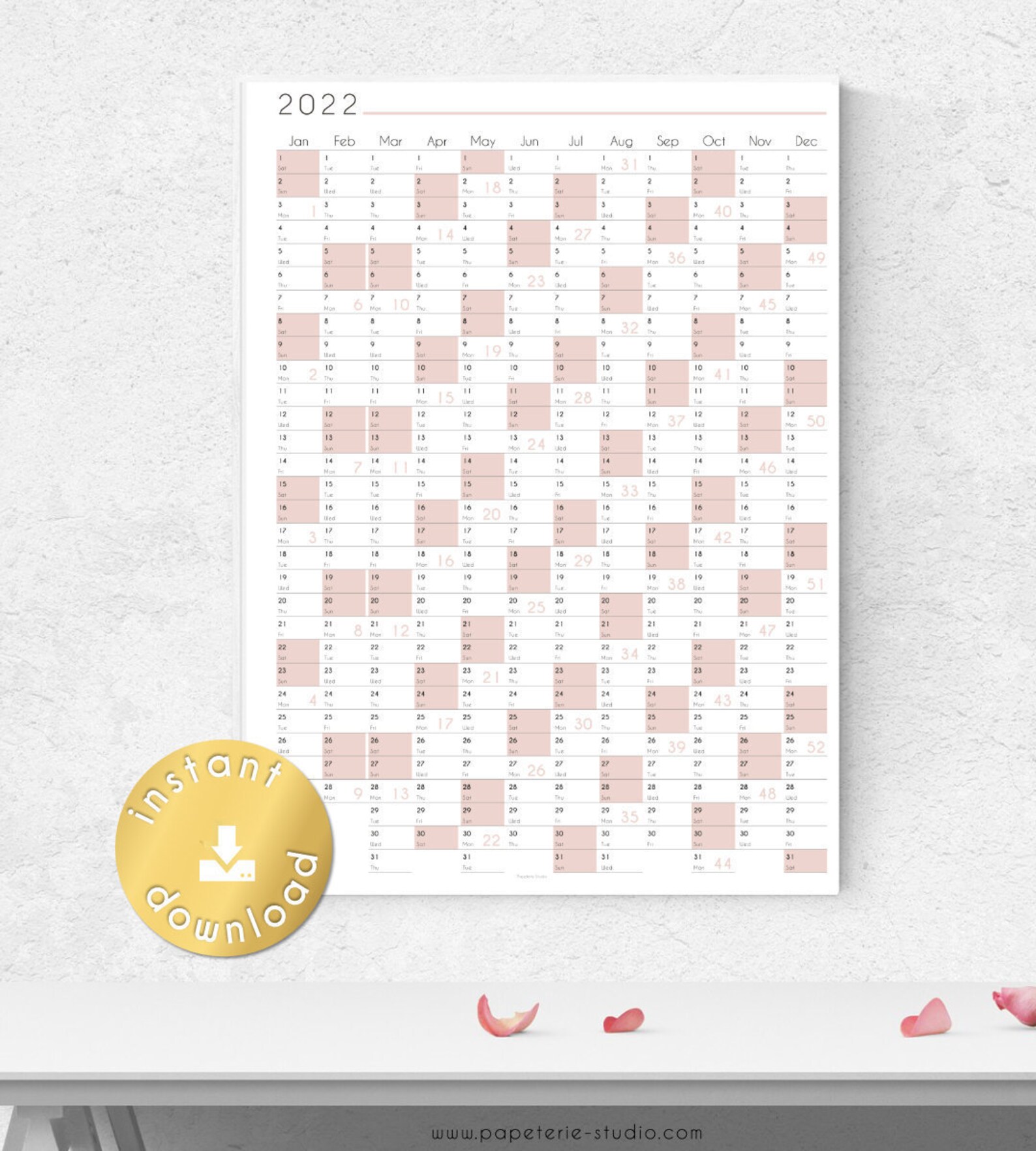 2022 yearly wall calendar printable image