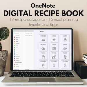 OneNote 用デジタルレシピブック: レシピジャーナル、料理本、食事プランナー、買い物リスト