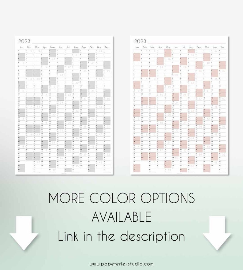 2023 YEARLY WALL CALENDAR Printable Mint Tones A1 to A4 Etsy UK