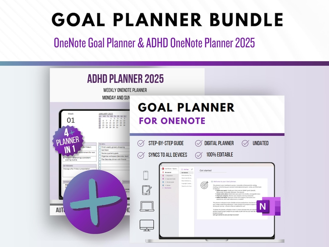 Digital Onenote Planner Bundle for ADHD: Achieve Your Goals in 2025 - Etsy