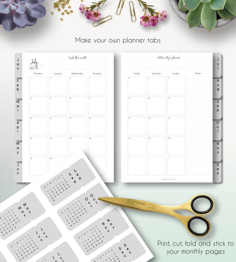 MONTHLY PLANNER TABS printable to organize your planner or | Etsy
