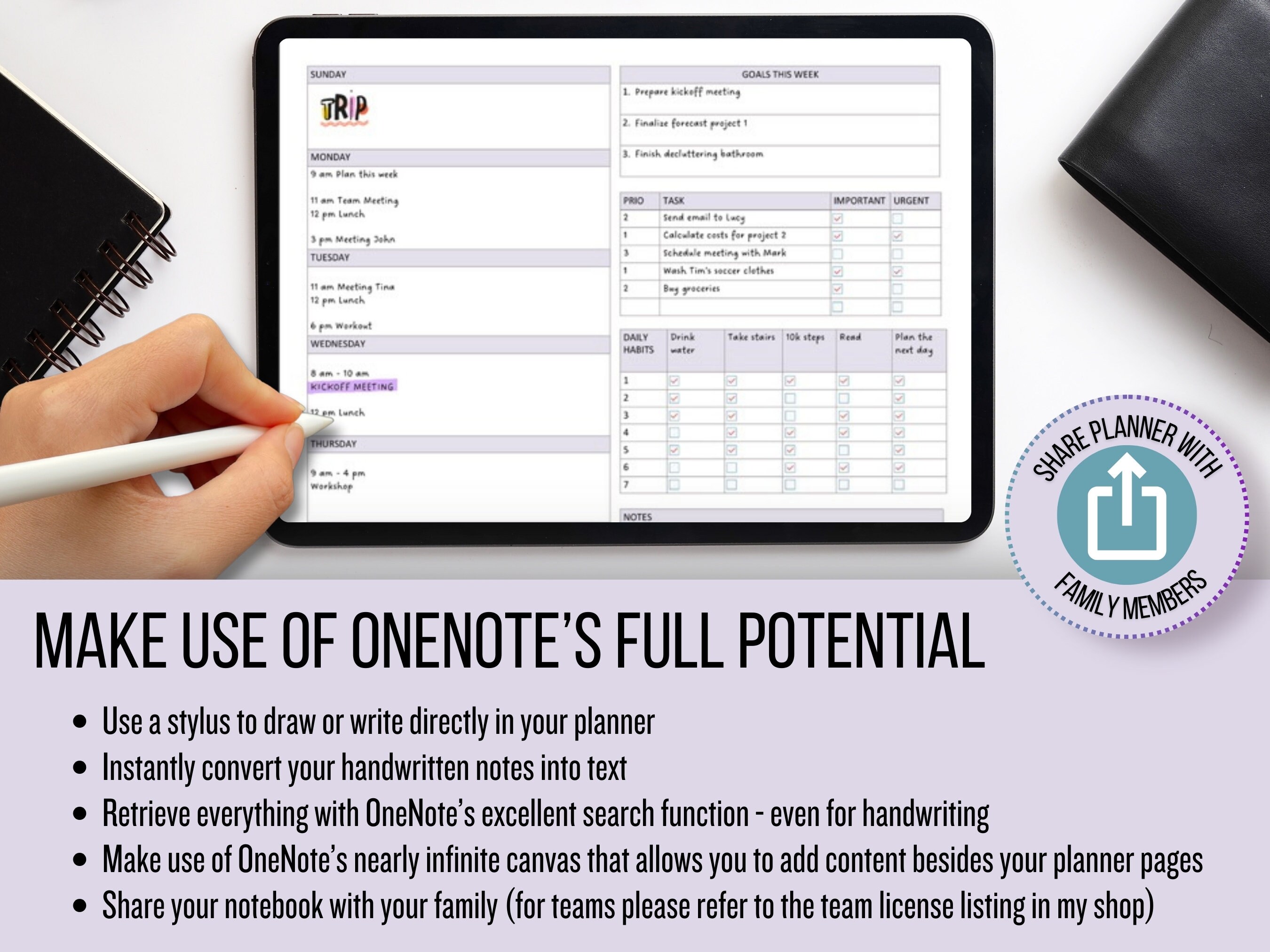 Onenote Planner 2024 Personal One Note Template Customizable Weekly ...