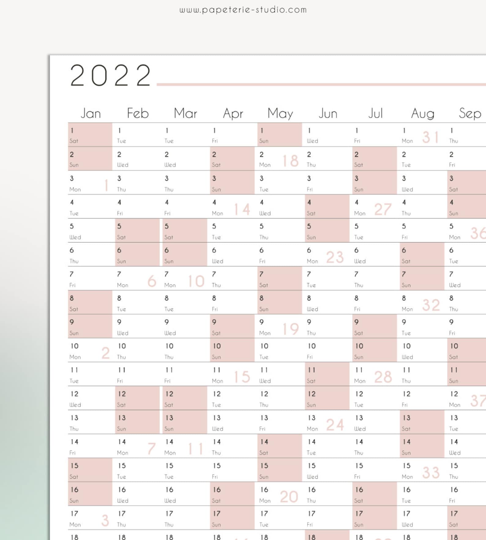2022 yearly wall calendar printable wall planner 2022 etsy