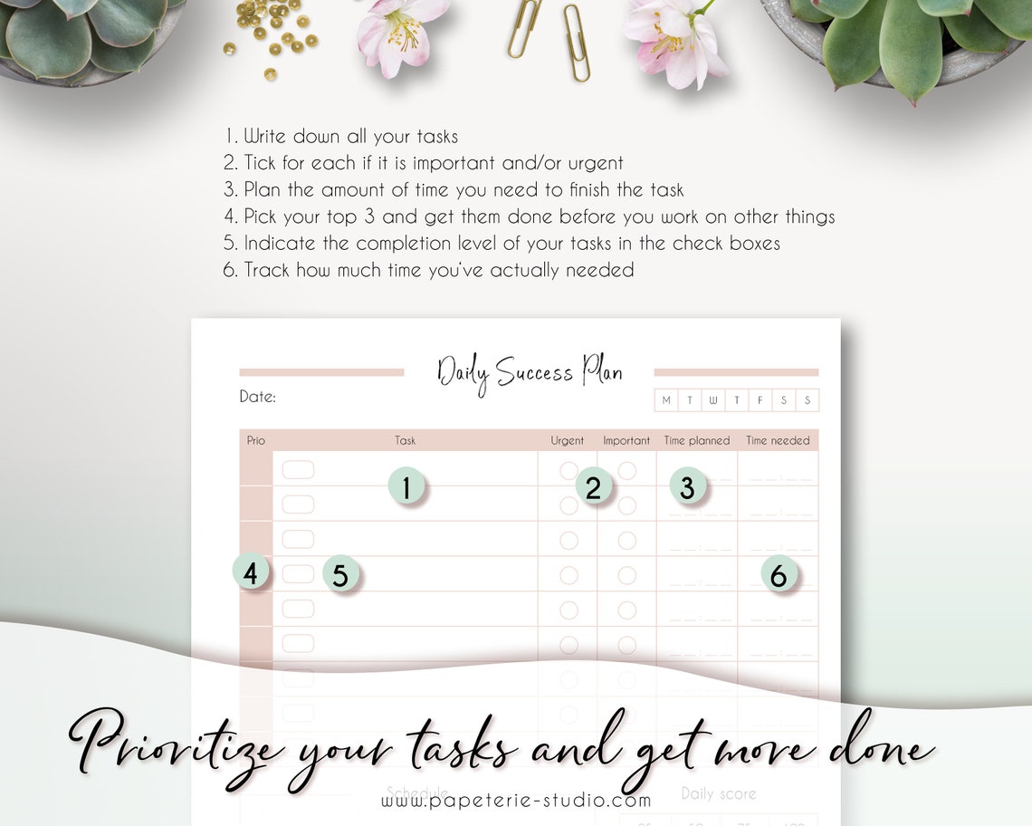 DAILY PLANNER Printable Printable Day Planner Planner Page for Daily ...