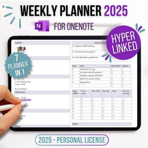 2025 OneNote Planner | Digital Weekly & Daily Planner | Customizable for All Devices | Monday + Sunday Start