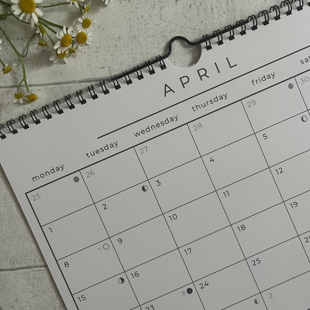 2025 Wall Calendar With Moon Phases Includes FREE Information Cards