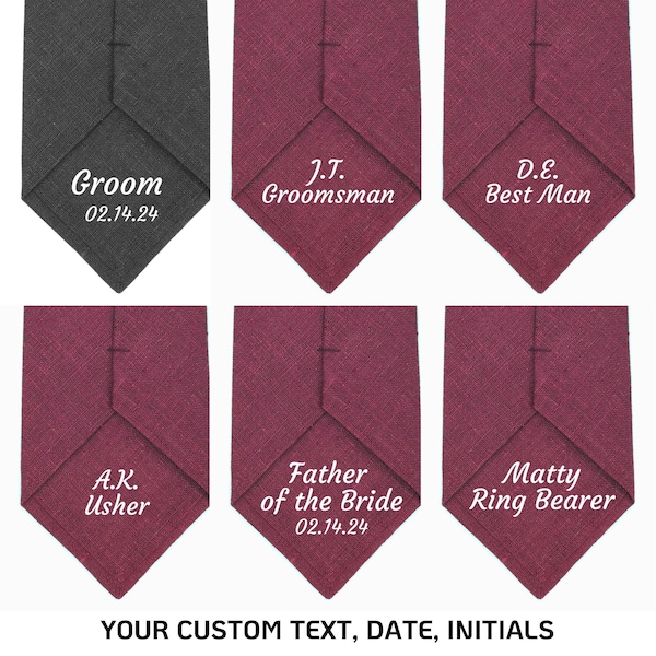 Custom Tie with Words - Personalized Message Ties for Groom, Best Man, Usher, Ring Bearer Proposal