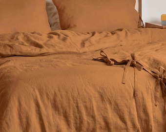 Linen Duvet Cover in Latte with Ties, Linen Bedding Cover, Soft Linen Bedding, Queen Size Duvet Covers, King Size Duvet Cover