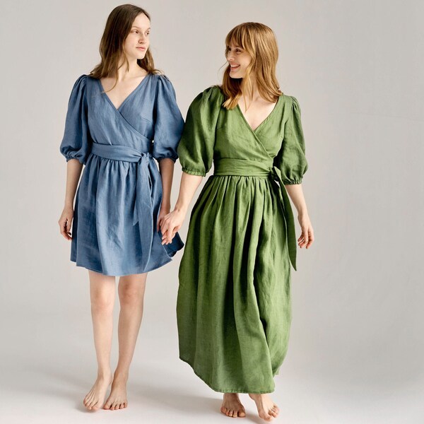 Puff Sleeve Dress Eggshell Blue