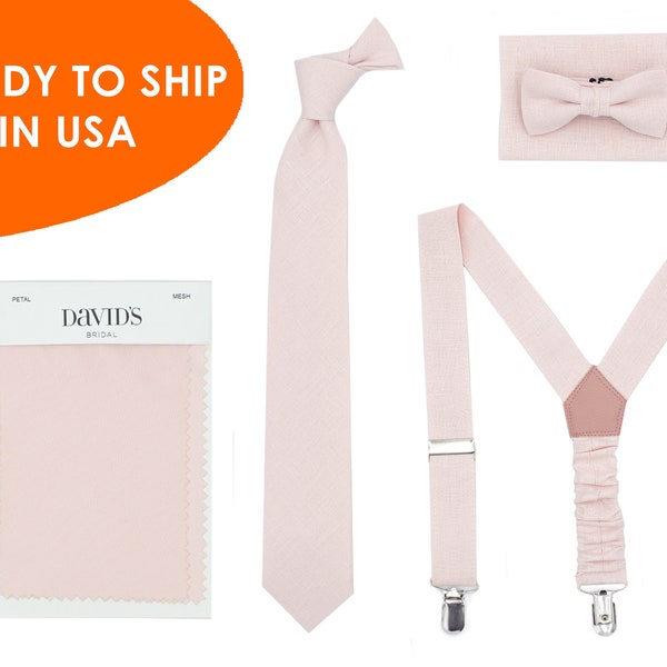 petal pink bow tie and suspenders