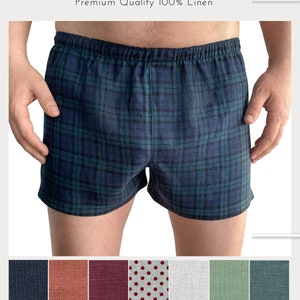 Linen Boxer Shorts for Men, 100%  White Linen Pants Underwear, Men Boxers Underwear Set Organic