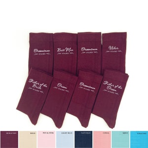 Personalized socks for men Groomsmen proposal socks Burgundy socks Best groomsman gift for wedding party Black socks