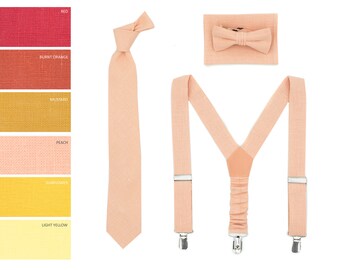 Peach Tie Mens Tie Pale Peach Stripes Skinny Necktie With Matching Pocket Squrae
