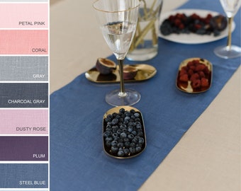 Linen Table Runner - Various sizes available - Kitchen Steel Blue Table Runners - Table Linens Gifts for Christmas in 35 Colors