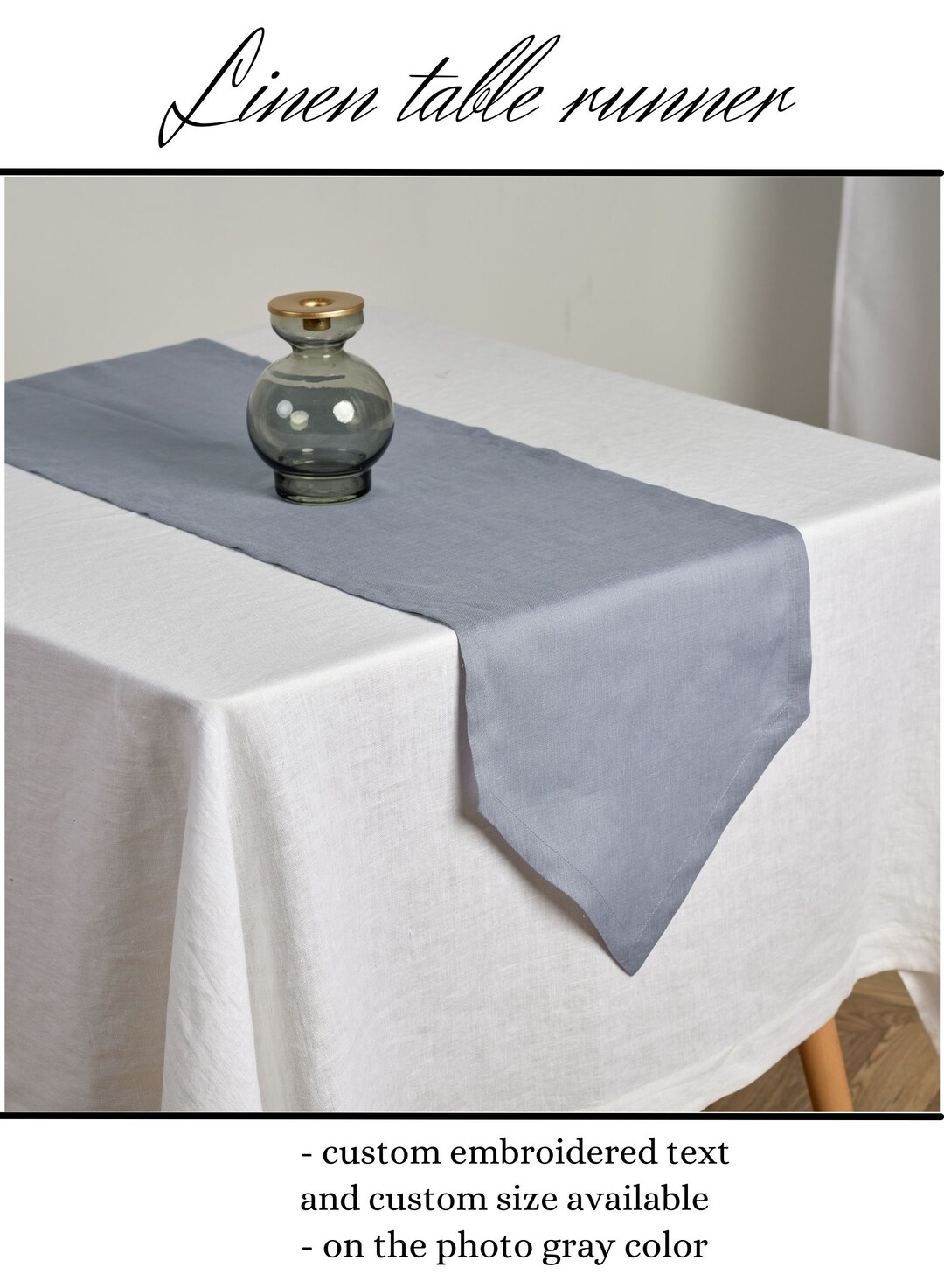 Rustic Table Runner for Round Table Linen Dining Gray Table Runner