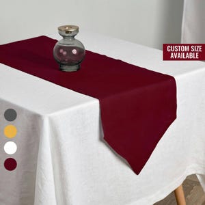 Burgundy Table Runner 14 x 126 inches - Wine Runner for Table - Extra Wide Maroon Table Runners with a Triangular Edge - Red Table Runner