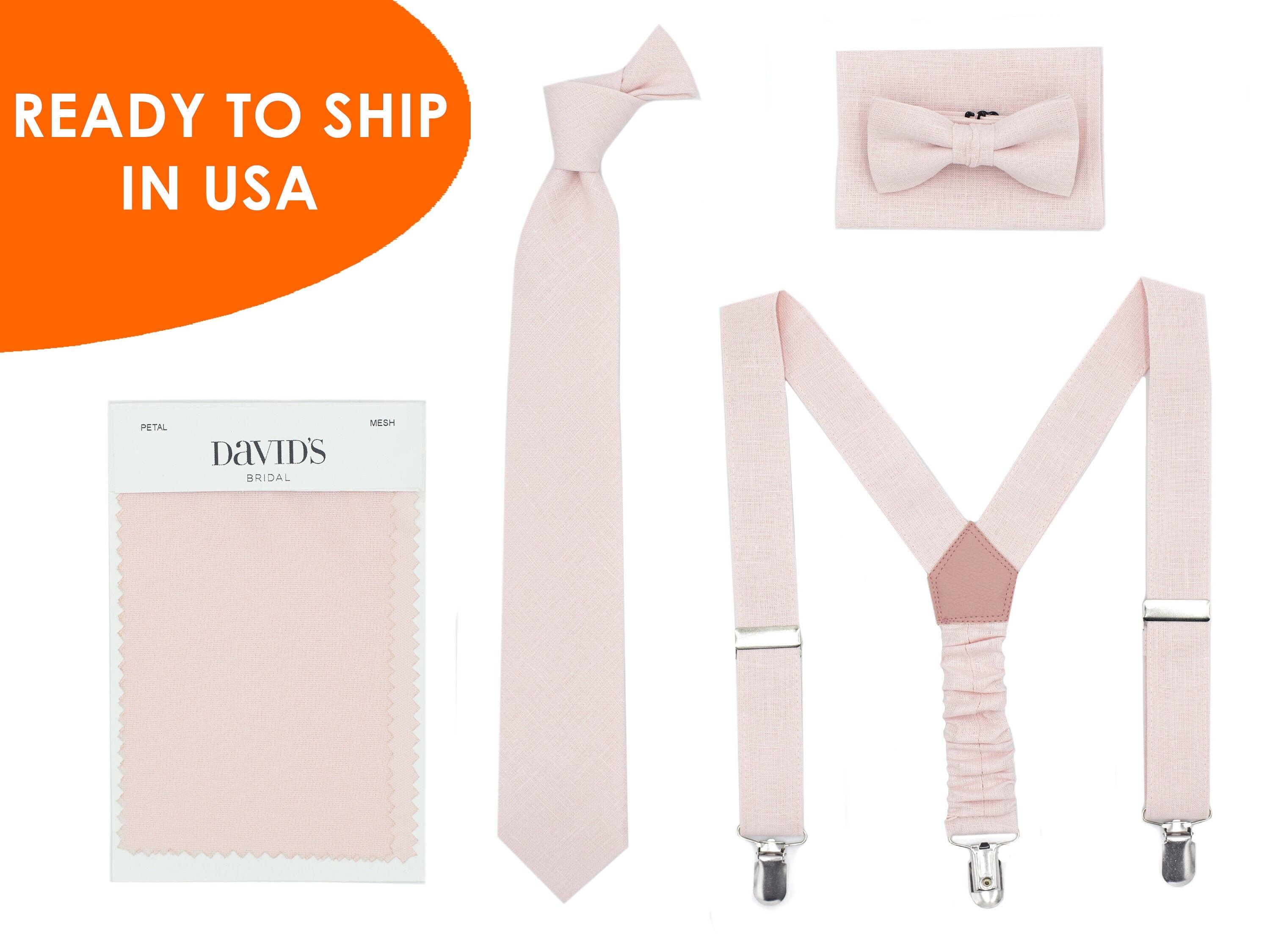 PETAL Ties Bow Tie Petal Pink Suspenders Pocket Square