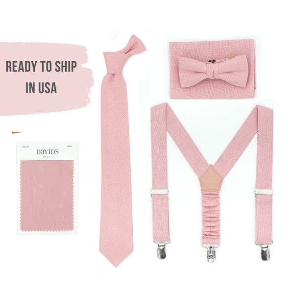 BALLET Suspenders Neckties Dusty Rose Bow Ties Pocket Square