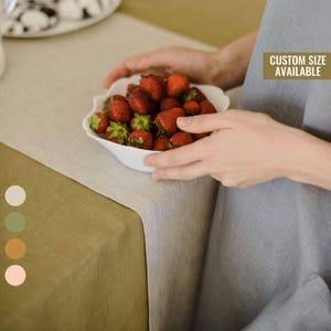 Natural Linen Table Runner Kitchen - Farmhouse White Table Runners - Long Dining Table Runner - Cloth Runner for Table Custom Size
