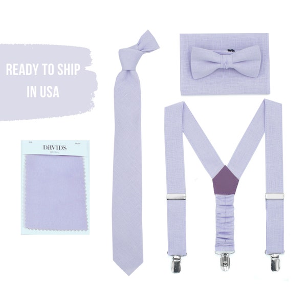 IRIS Bow Tie Suspenders - Necktie Light Purple Ties Bowtie Neckties Pocket Square