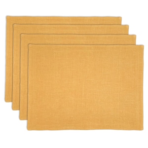 Mustard Linen Place Mats for Dining Table Gold Fall Placemats for Thankgiving