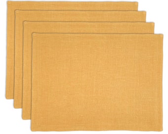 Mustard Linen Place Mats for Dining Table Gold Fall Placemats for Thankgiving