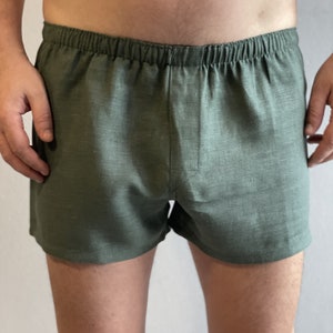 Men&#39;s Boxers Linen Sleep Shorts White Underpants for Men Organic Boxer Briefs Underwear SET Gift for Boyfriend