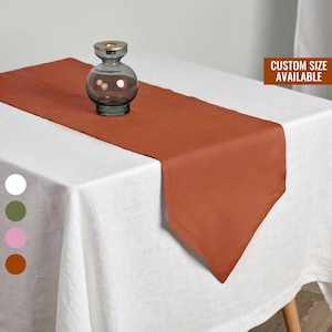 Cinnamon Table Runner - Linen Triangle Table Runners 90 inch or Longer - Brown Runner for Table Custom Sized 12, 14,16, 18, 20 Deep