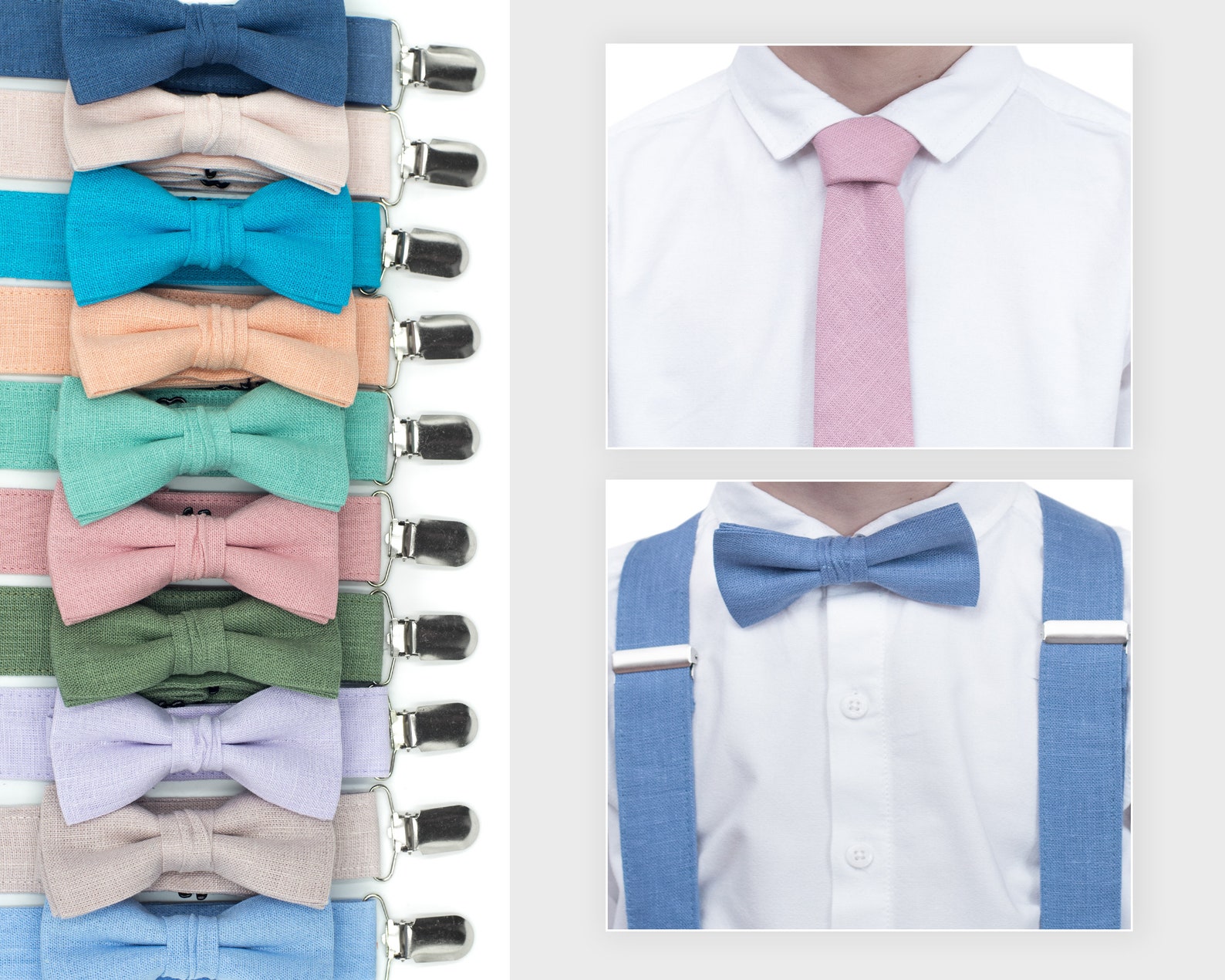 Sage Green Bow Tie Necktie Suspenders Ivory Ties Hunter Etsy