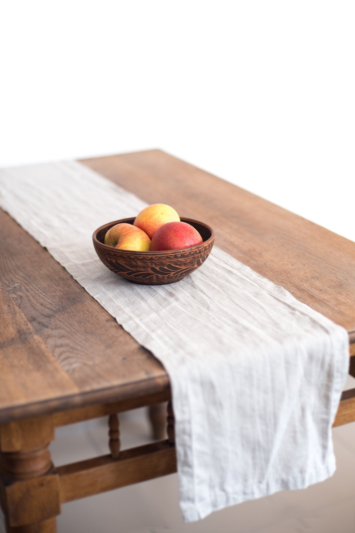 Steel Blue Table Runner Natural Linens Beige Linen White Table Etsy