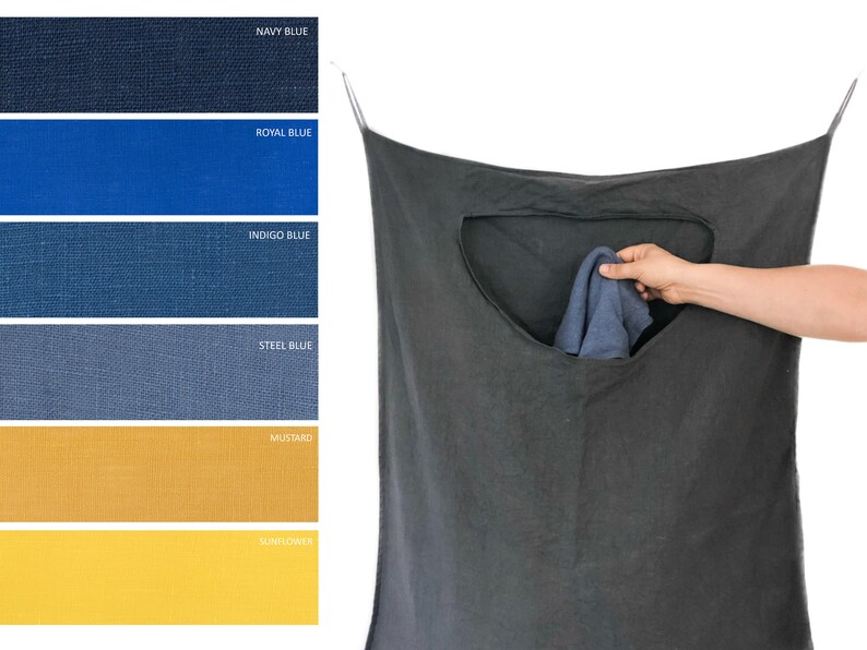 Laundry Bag Hanging Laundry Bags Gray Linen Bag Wall Hanging Etsy