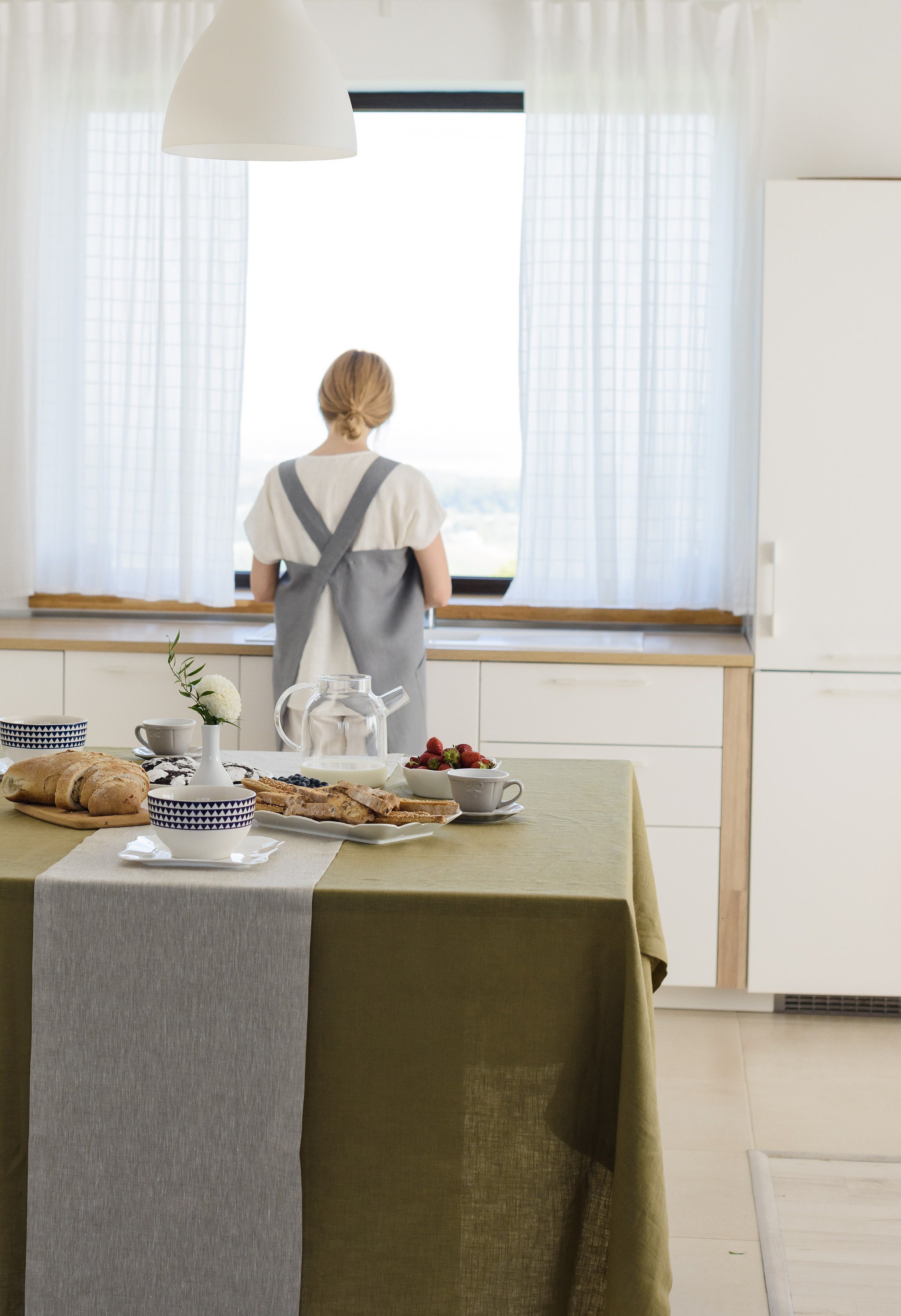 Rustic Table Runner for Round Table Linen Dining Gray Table Etsy UK