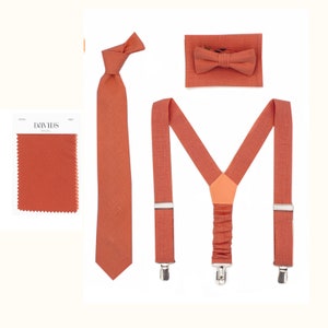 Burnt Orange Suspenders and Bow Tie for Men, Sienna Boys Bow Ties and Suspenders Match with David's Bridal image 6