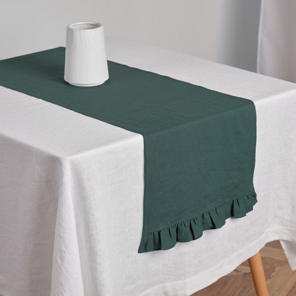 Table runner custom size Forest green linen table runners 12", 14", 16", 18", 20" wide table runner with any lenght