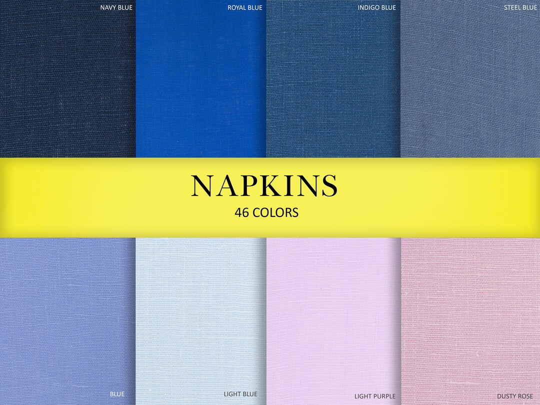 Cloth Napkins Set Many Colors off Blue Pink Dusty Rose Yellow Green