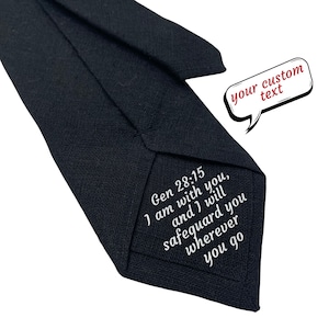 Custom Mens Ties with Secret Message Gift with Bible Text, Personalized Necktie Gifts for Father Brother Friend for Birthday Gift