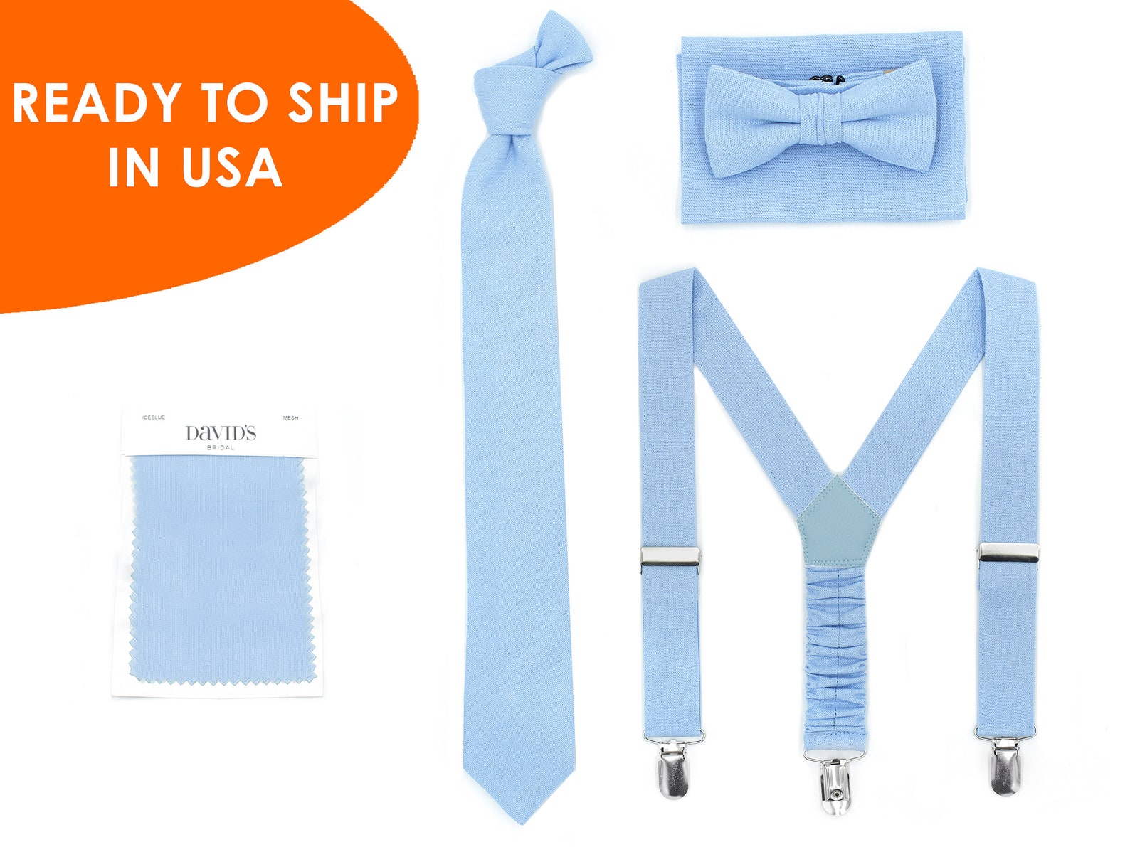 Ice Blue Bow Tie Suspenders Neckties Light Blue Ties Neckties Etsy