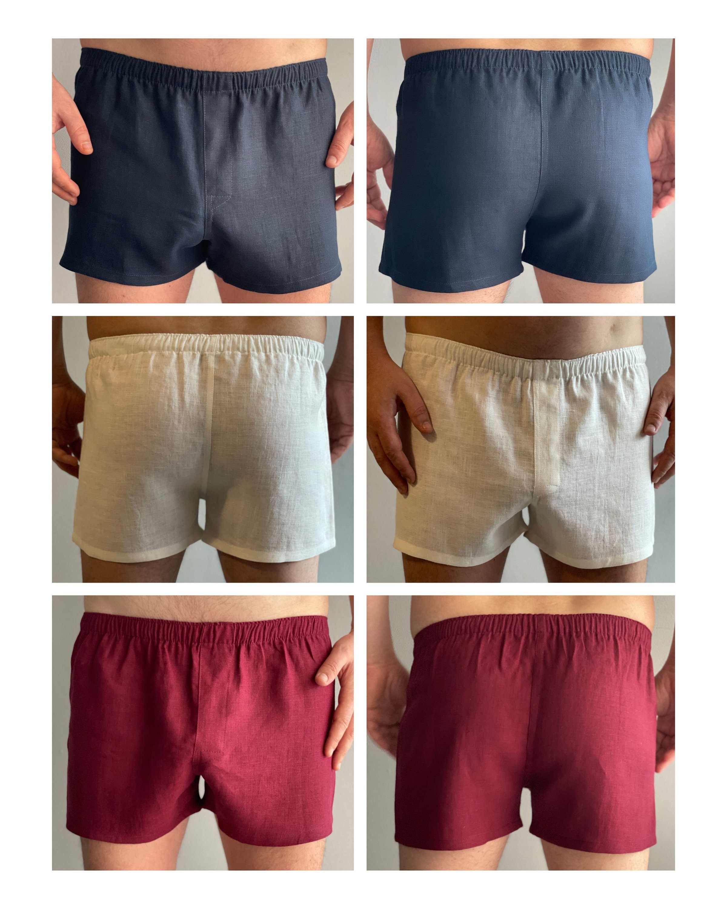 Mens Linen Underwear, Natural Shorts, Linen Boxers Briefs, Organic