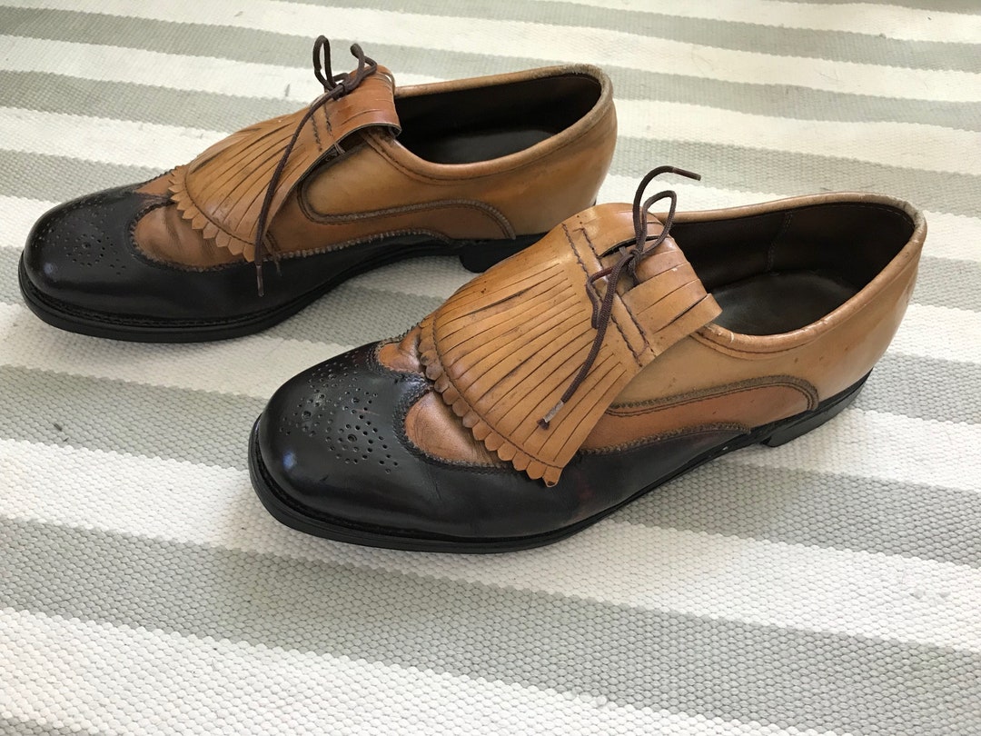 RARE Vintage Ray Floyd Men\'s Classic Two-Tone Oxford Cleats Golf Shoes Two-Tone Calf Saddle Golf Shoes - Customize Your Golf Shoes  main image 2