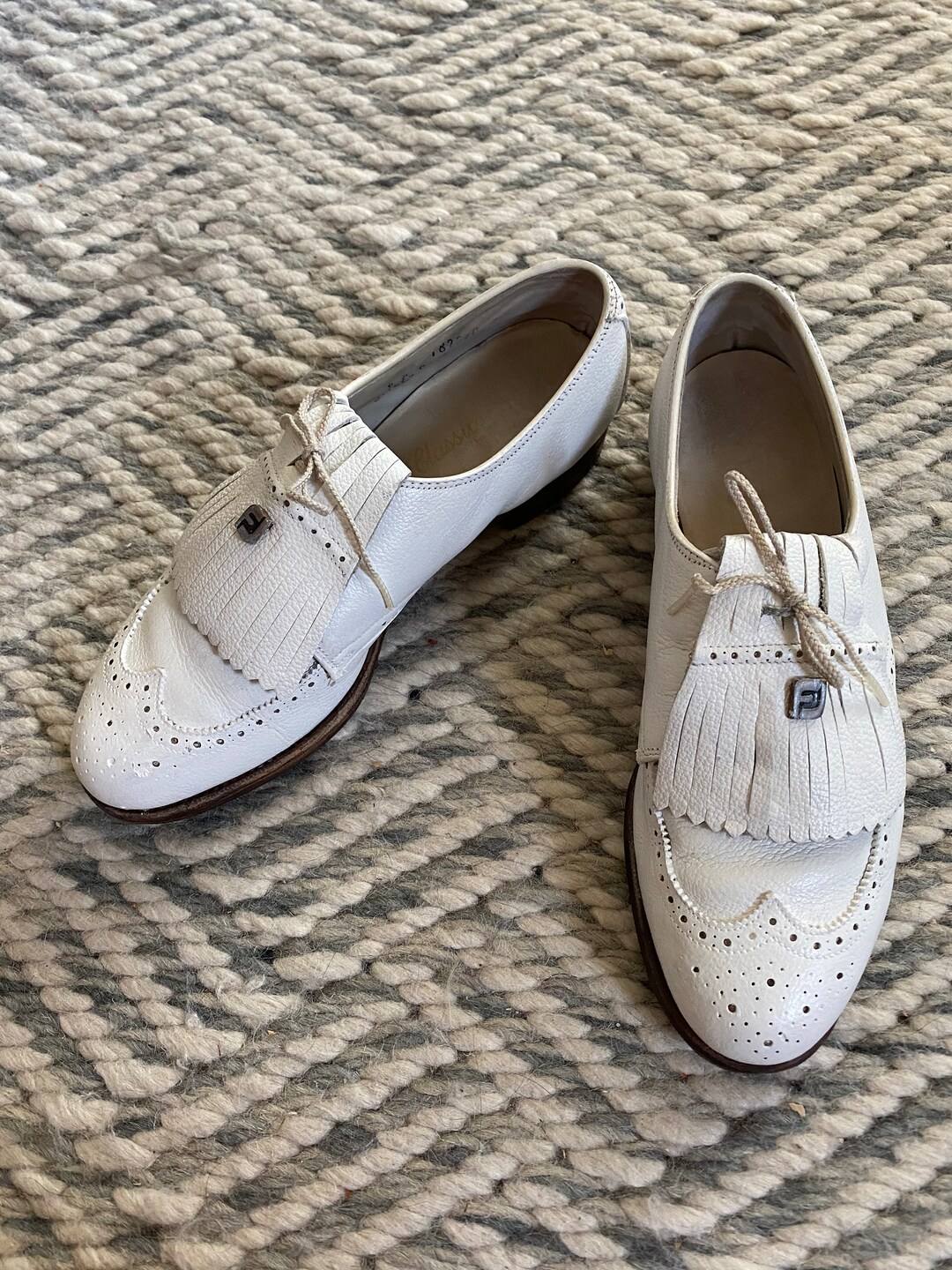◇Castelbajac◇ Retro leather women's tassel golf shoes 24GS Vtg 60s 70s Classic Saddle Kilties Square Toe Womens Golf