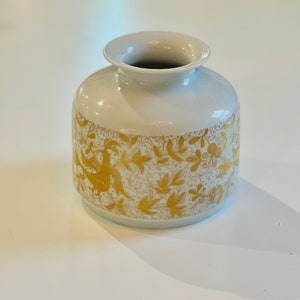 Vintage 1960s Lorenz Hutschen Reuther of Germany Gold Leaf and Porcelain Vase